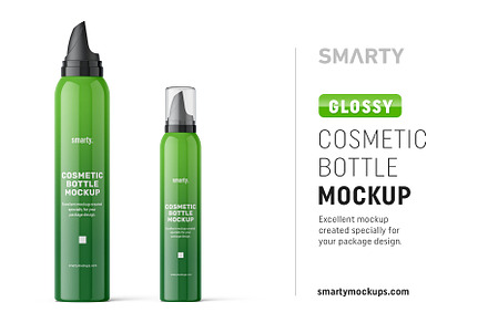Glossy cosmetic bottle mockup
