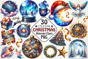 Celestial Christmas Clipart, an Illustration by RobertsArt