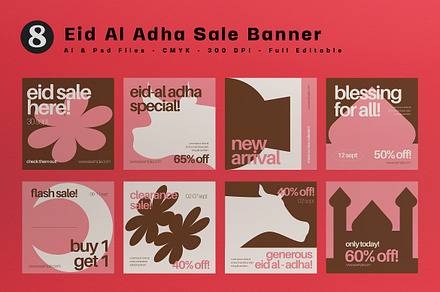 Pink Geometric Eid Al-Adha Banner, an UI Kit Template by graphicook