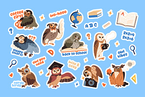 Cute, funny owls sticker pack, an Animal Illustration by PaperTrident