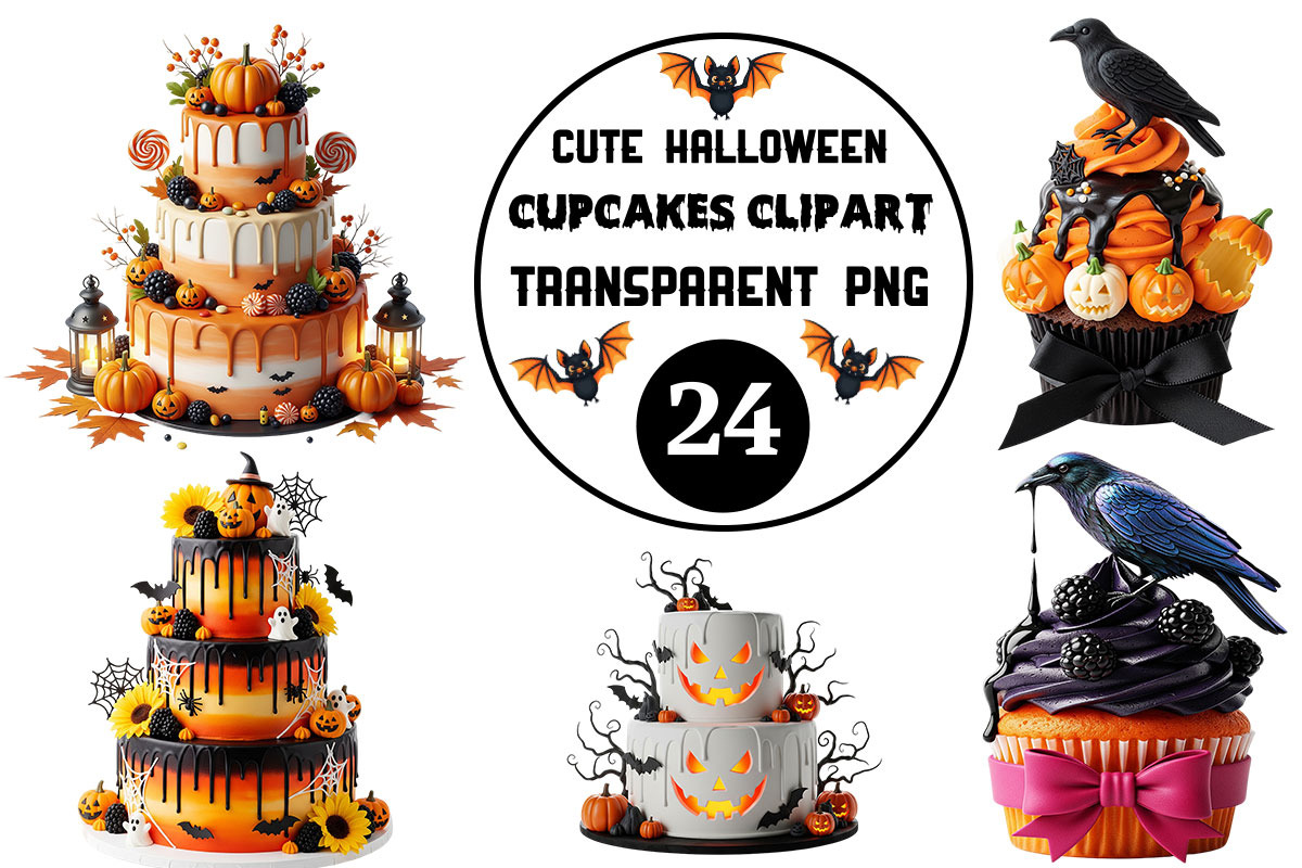 Cute Halloween Cupcakes Clipart, an Object Graphic by Pixxel_Studio (Photo 6 of 7)