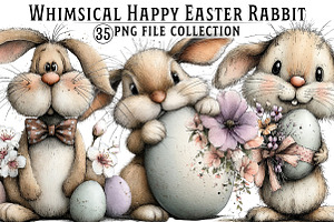 Whimsical Easter Rabbit Clipart, an Illustration by Dream Creation
