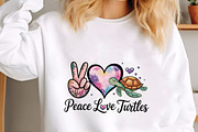 Peace love turtles watercolor heart, an Illustration by CrexoraLab (Thumbnail 3 of 4)