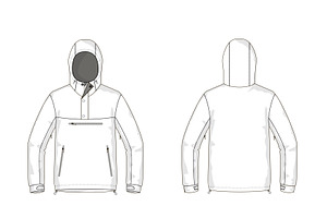 Anorak Jacket Fashion Flat Template