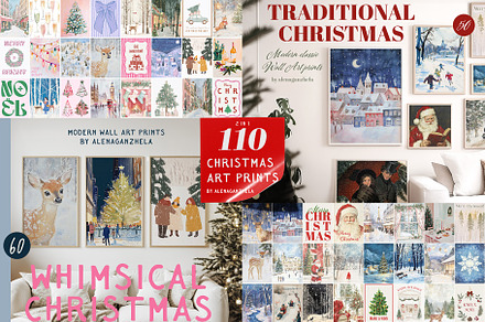 MODERN CHRISTMAS Art Prints, a Background Graphic by alenaganzhela