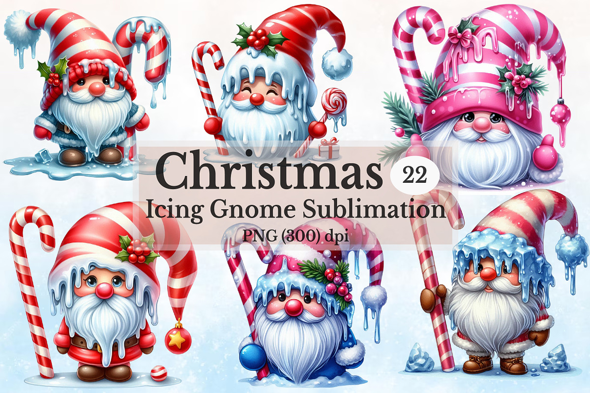 Christmas Candy Cane Icing Gnome, a Seasonal Illustration by Rose Art (Photo 1 of 7)