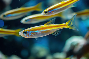 Small fish swimming in clear blue wa, a Photo by Iftikhar Alam