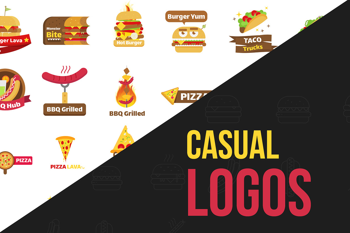 Over 70 Various Logos for Fast Food, a Branding & Logo Template by UX Monster (Photo 5 of 13)