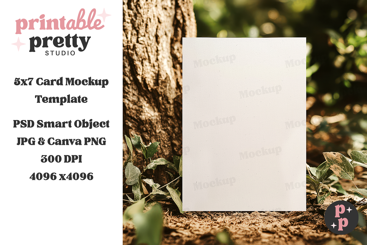 Forest Floor Card Mockup PSD, a Product Mockup by Printable Pretty Studio (Photo 1 of 7)