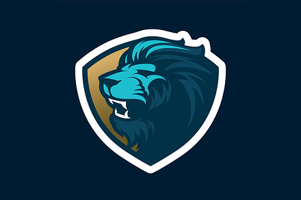 Roaring lion head mascot. 