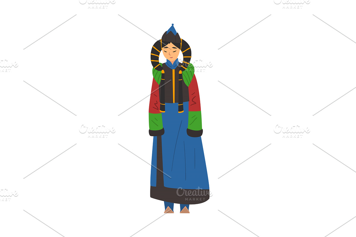 Beautiful Nomad Mongol Woman, a Person Illustration by TopVectors