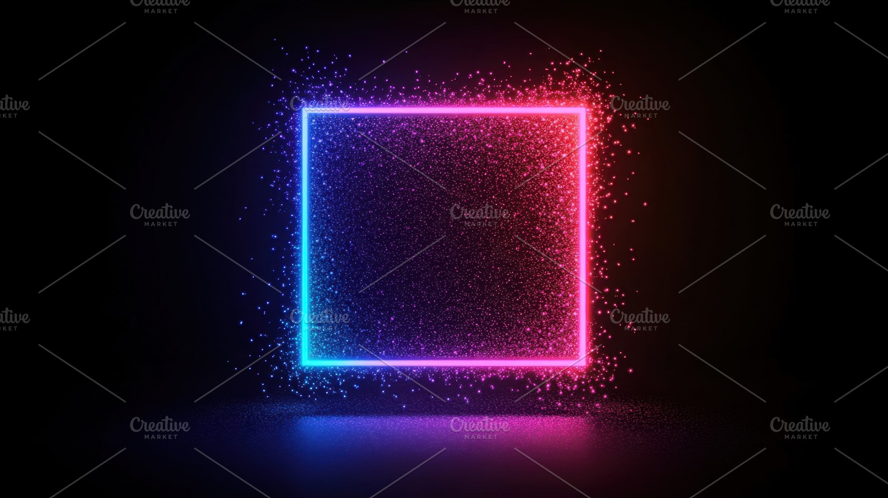 Neon glowing square with sparkles, a Photo by Beautiful things