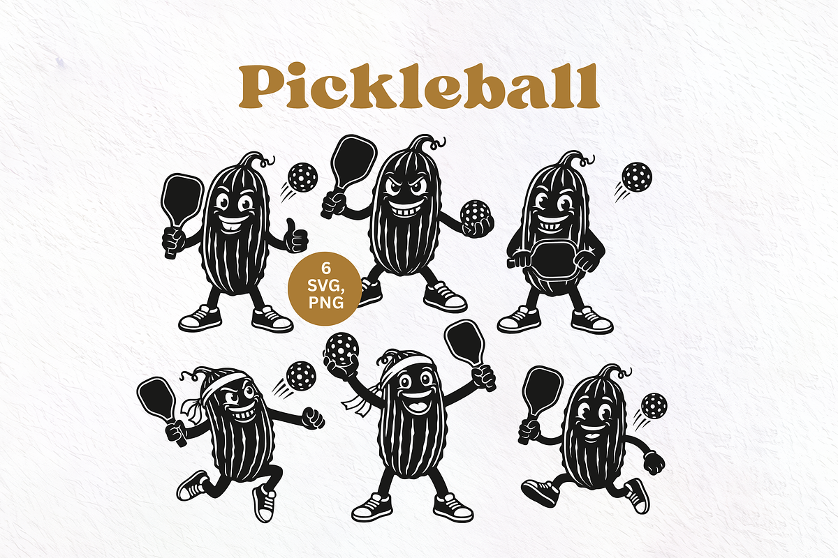 Pickleball SVG. Funny Pickle Mascot, a Sport Illustration by ClipArtRoom (Photo 1 of 6)