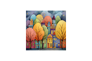 Whimsical Fall Village Backgrounds, a Background Graphic by PcuDesigns Illustrations (Thumbnail 2 of 3)
