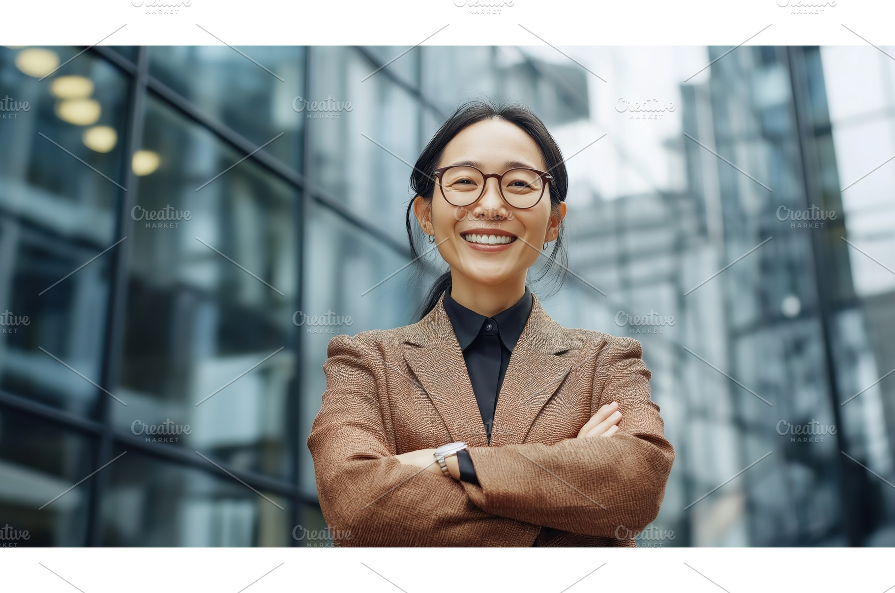 Asian businesswoman in a brown, a Business Photo by Sergey Kotenev