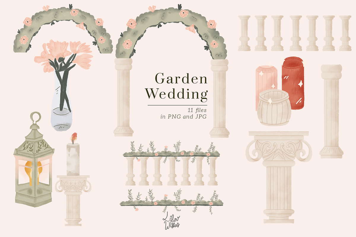 Garden Wedding Elements Graphic, a Decorative Illustration by lilovwishes (Photo 3 of 5)