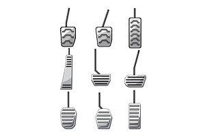 Car pedals vector diverse set, a Transportation Illustration by pikepicture
