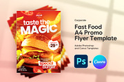 A4 Fast Food Promo Flyer Canva & PSD, a Flyer Template by Vintage Impressions (Thumbnail 1 of 6)