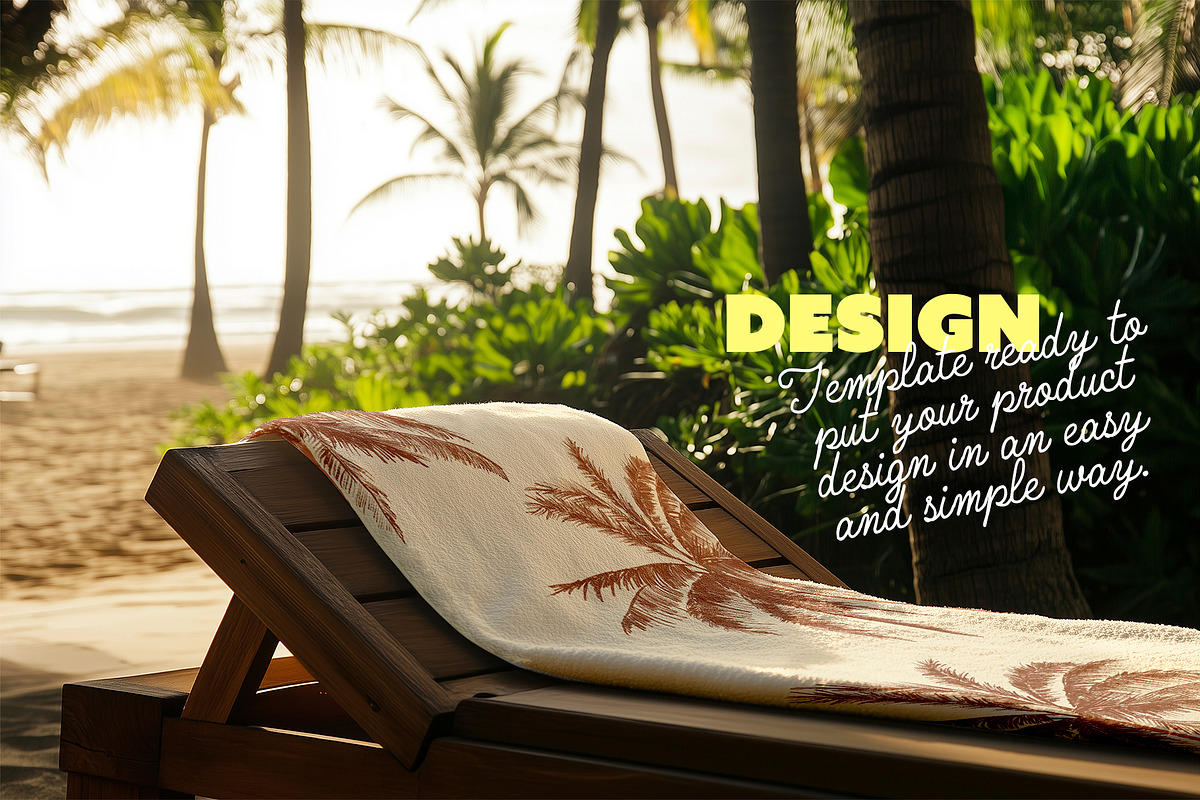 Towel On Wooden Lounger Mockup Beach, a Product Mockup by McLittle Stock (Photo 3 of 4)