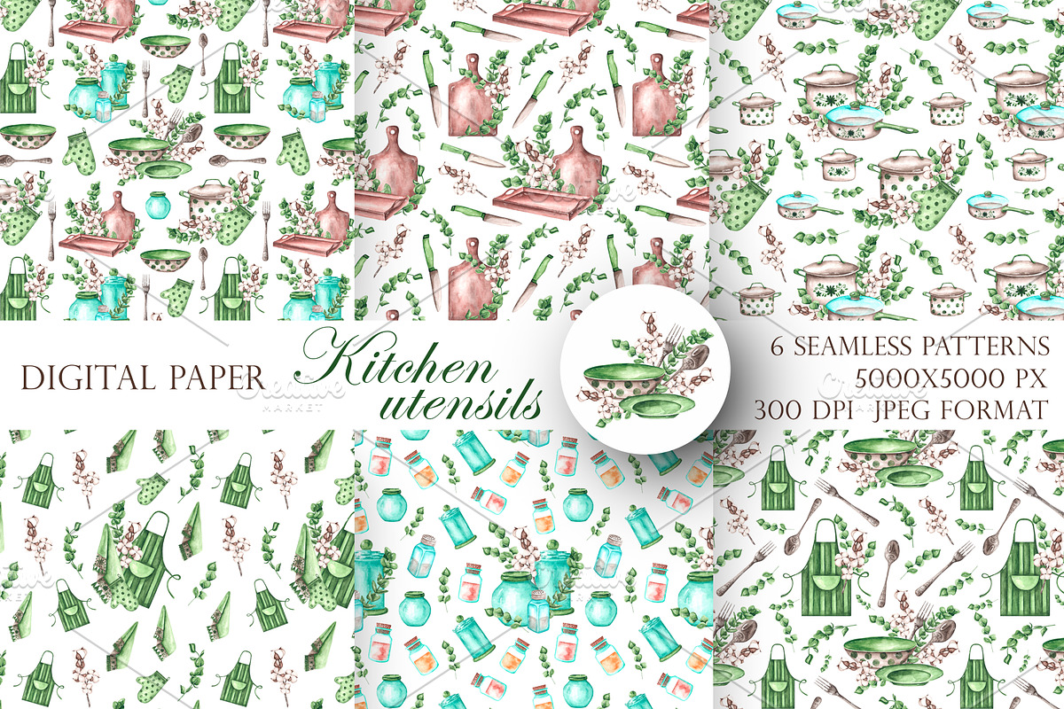 Kitchen watercolor set. Cookbook, an Illustration by SabinaWatercolorArt (Photo 4 of 16)