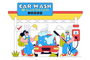 10 Car Wash Vector Illustration, a Transportation Illustration by denayunebgt (Thumbnail 1 of 4)