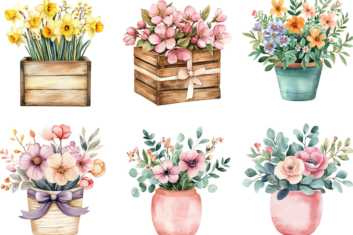Colorful Flowers Arrangements, an Illustration by Designking (Photo 2 of 5)