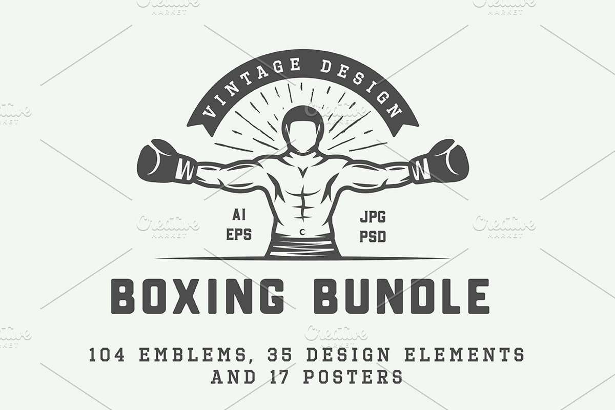 Vintage Boxing Bundle, a Branding & Logo Template by AkimD (Photo 1 of 8)