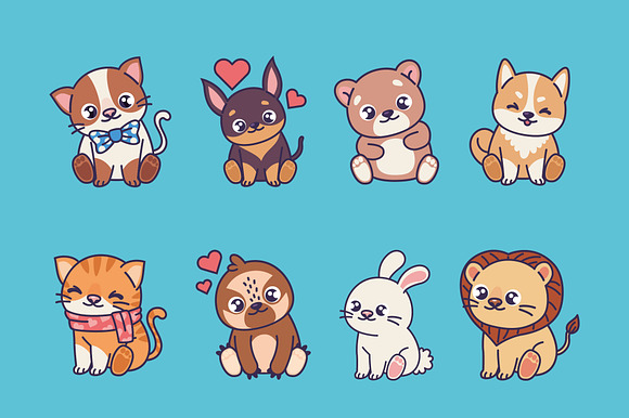 Kawaii Animal Character Set preview 2