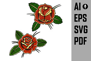 Set of  illustrations of roses, a Decorative Illustration by Vectorhight