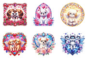 Stained Glass Valentine Fairy Dogs, an Illustration by SinaCreation (Thumbnail 4 of 11)
