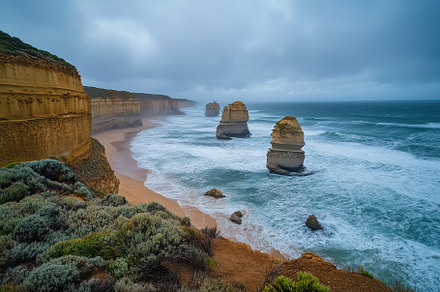 Majestic Cliffs and Ocean Waves at t, a Photo by Tanuart