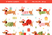 Christmas Dachshunds Collection, a Seasonal Illustration by JulzaArt (Thumbnail 2 of 10)
