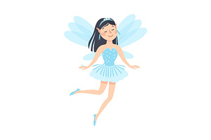 Cute Brunette Girl Fairy With Wings