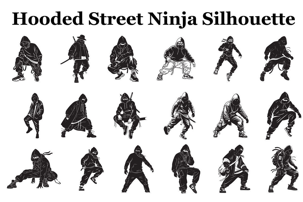 Hooded Street Ninja Silhouette, an Illustration by Gfx_Store (Photo 1 of 10)