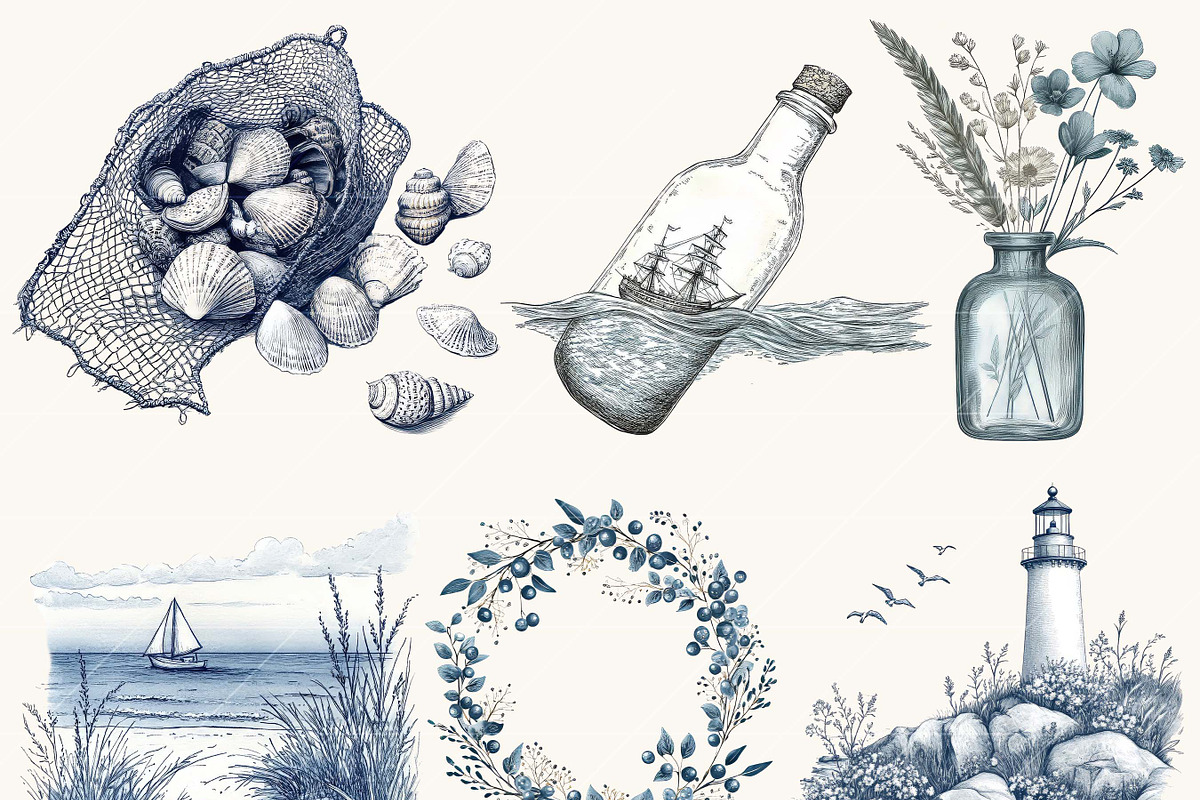 Watercolor Nautical Clipart, an Object Illustration by SparkyDesignsUS (Photo 7 of 9)