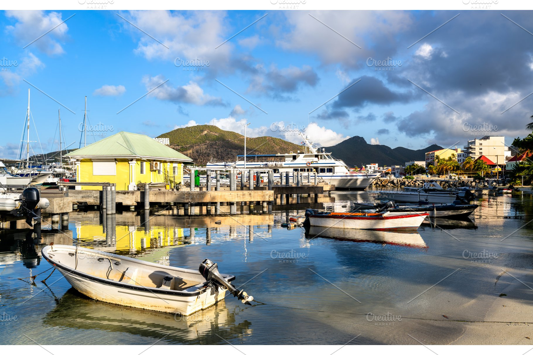 Boats moored at Bobby's Marina in Philipsburg, Sint Maarten, a Transportation Photo by Leonid Andronov