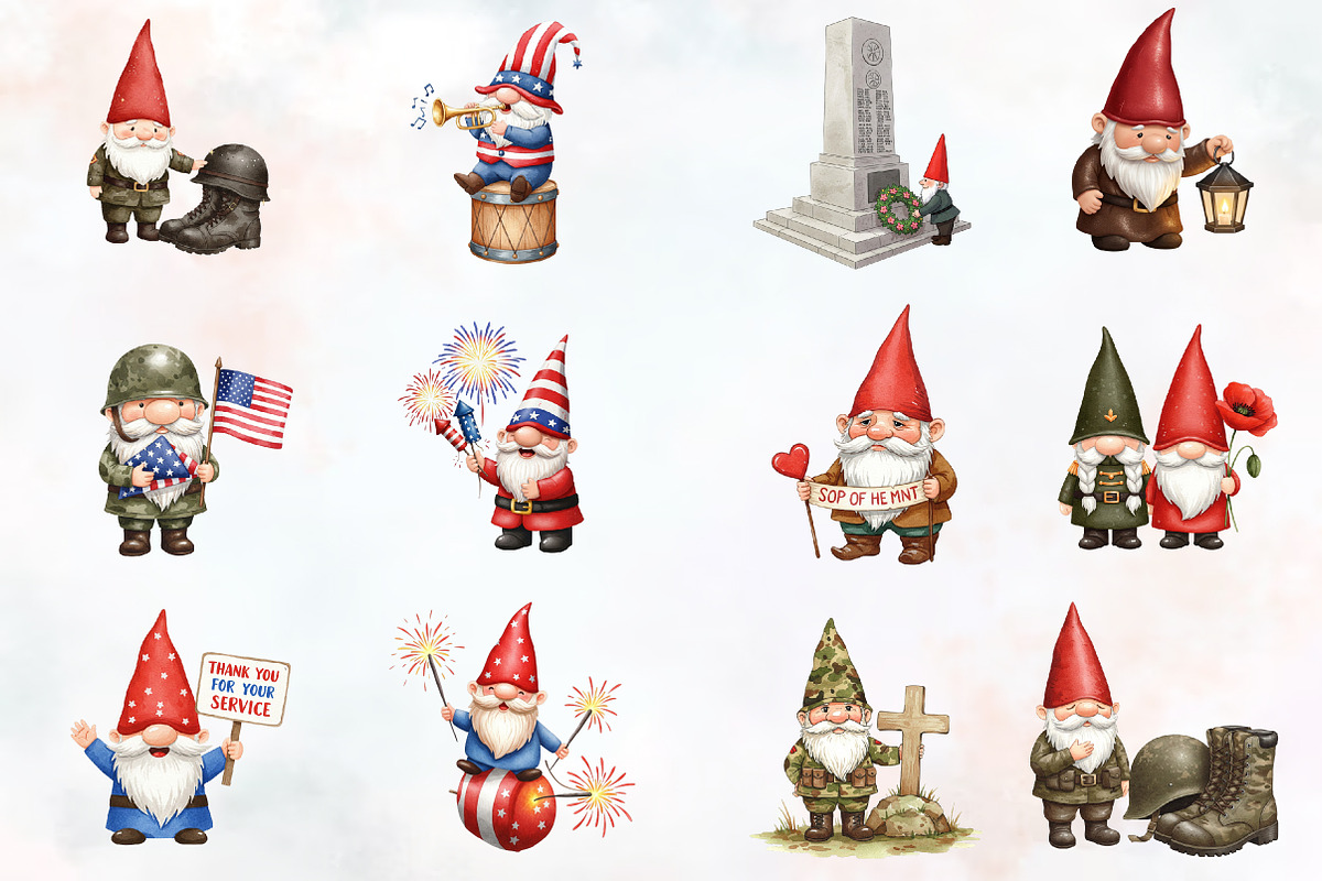 Memorial Day Gnome Sublimation Png, an Illustration by RobertsArt (Photo 2 of 7)