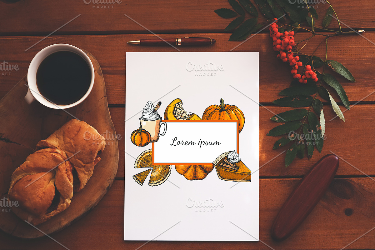 Vector ink pumpkin illustrations, a Background Graphic by lenavetka87 (Photo 4 of 4)