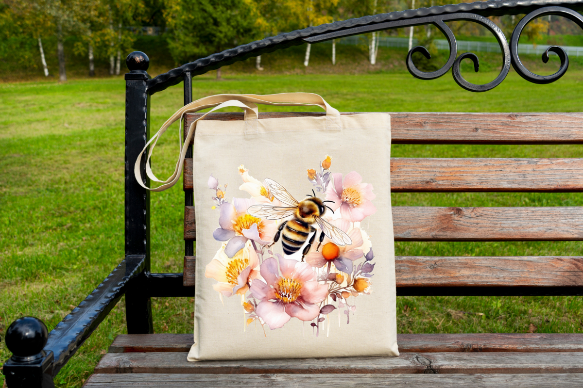 Bee and Flowers Watercolor clipart, an Object Graphic by Regulrcrative (Photo 2 of 7)