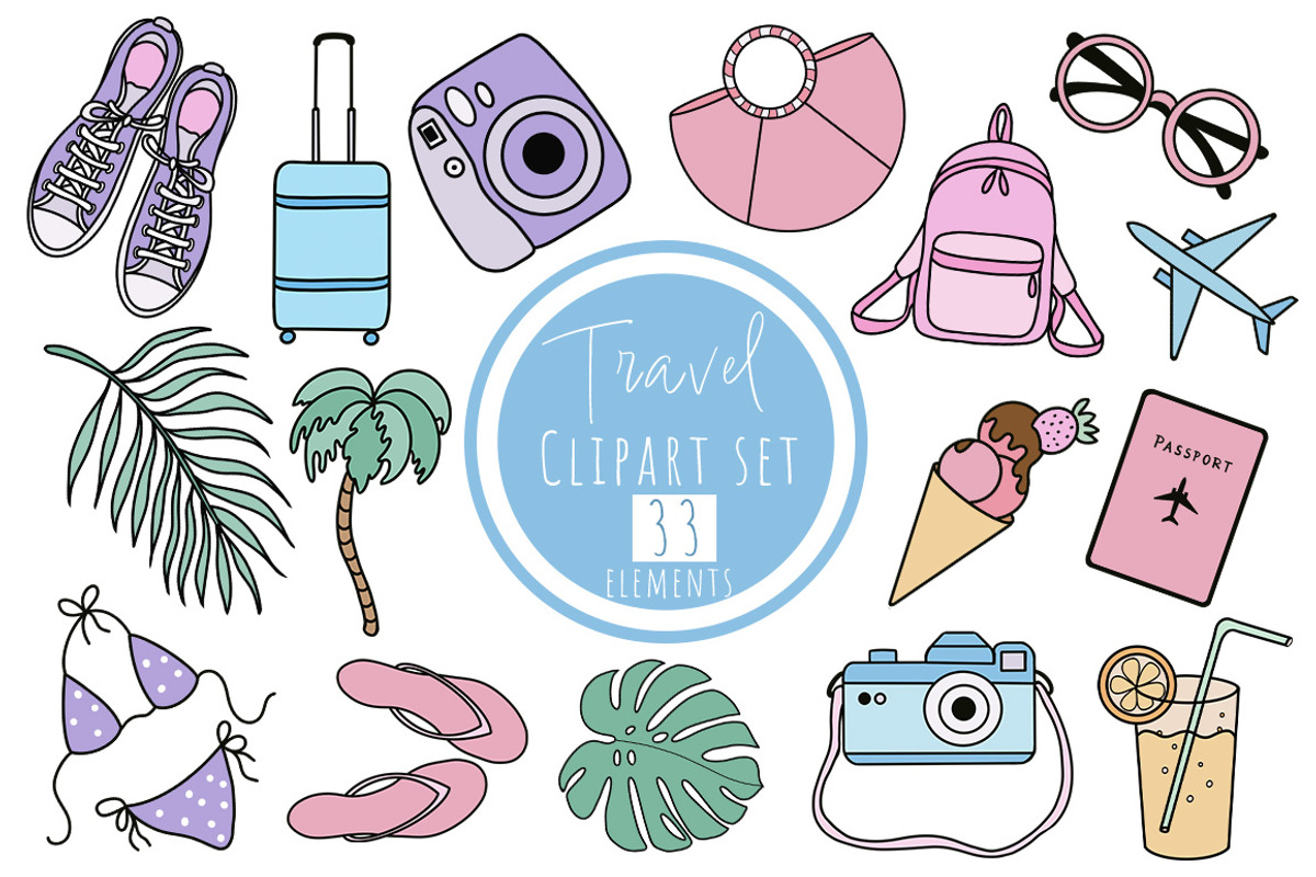 Travel Clipart Set, a Decorative Illustration by Mari_Caliart (Photo 1 of 9)