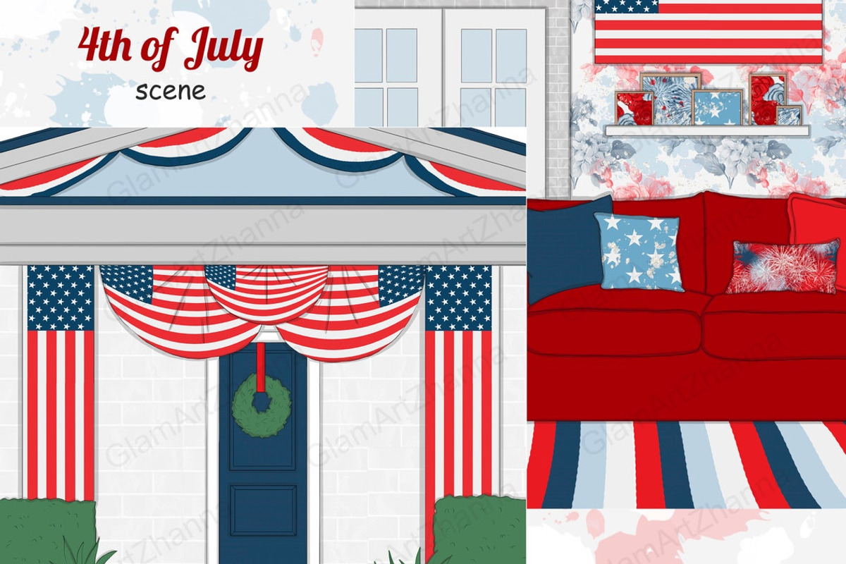4th of July Scene, an Illustration by GlamArtZhanna