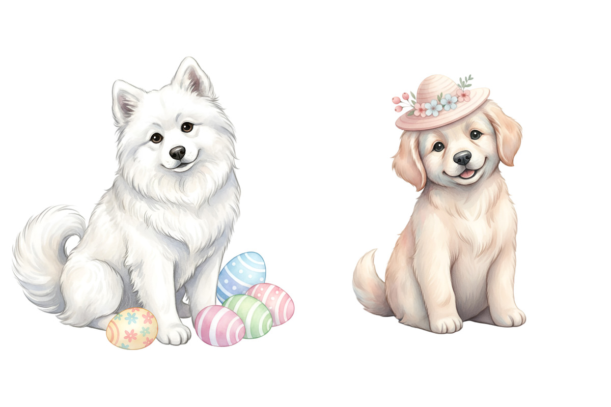 Whimsical Easter Dogs Clipart, an Illustration by SinaCreation (Photo 4 of 11)