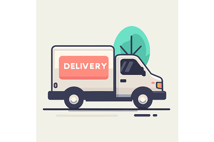 Delivery van on the road with trees, a Transportation Illustration by Vectorstockersland