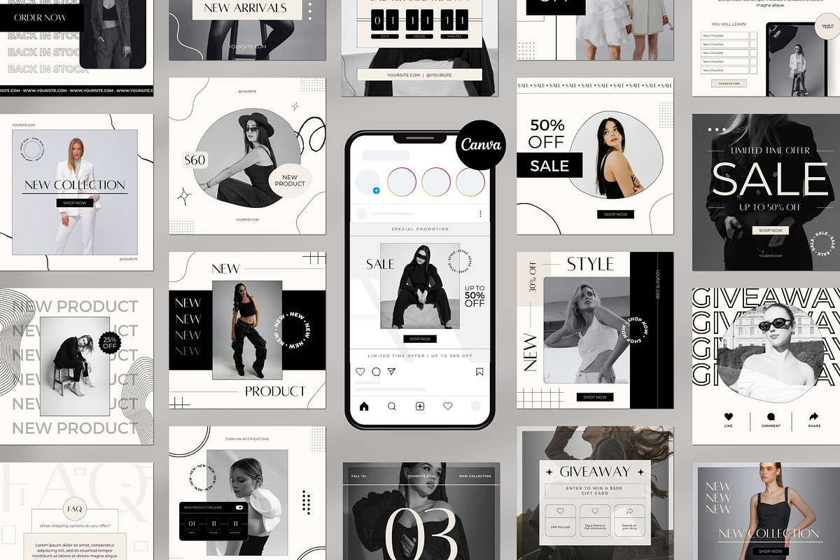 E-commerce Instagram Canva Templates, a Social Media Template by Deb Creative Studio (Photo 1 of 10)