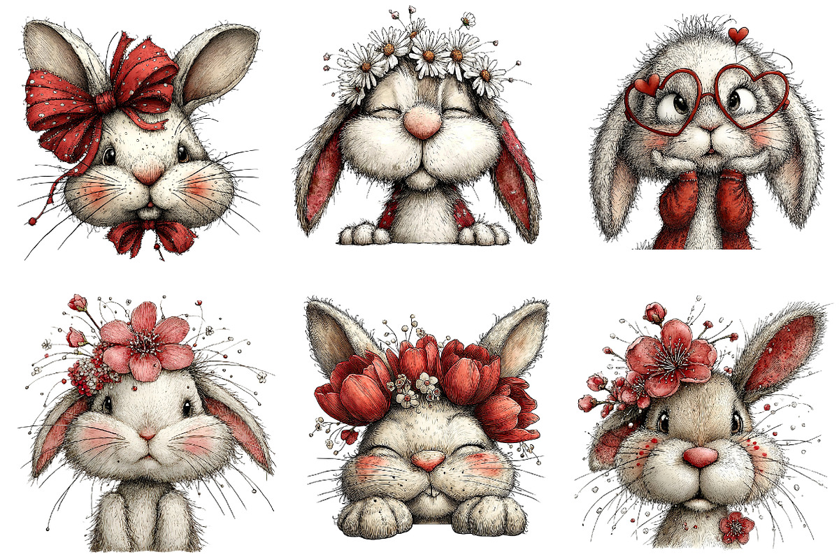 Bunny Faces Easter Bundle, an Illustration by CreationArt (Photo 3 of 5)