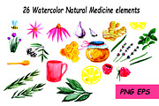 Natural Medicine Watercolor Set, a Food Illustration by Maria Zebroff (Thumbnail 4 of 5)