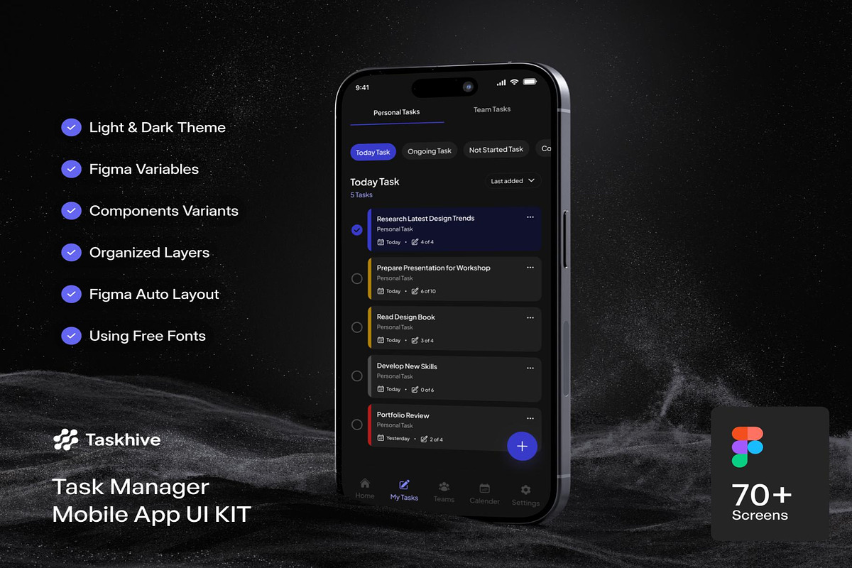 Taskhive - Task Manager Mobile App, an UI Kit Template by Creative Perspective (Photo 1 of 7)