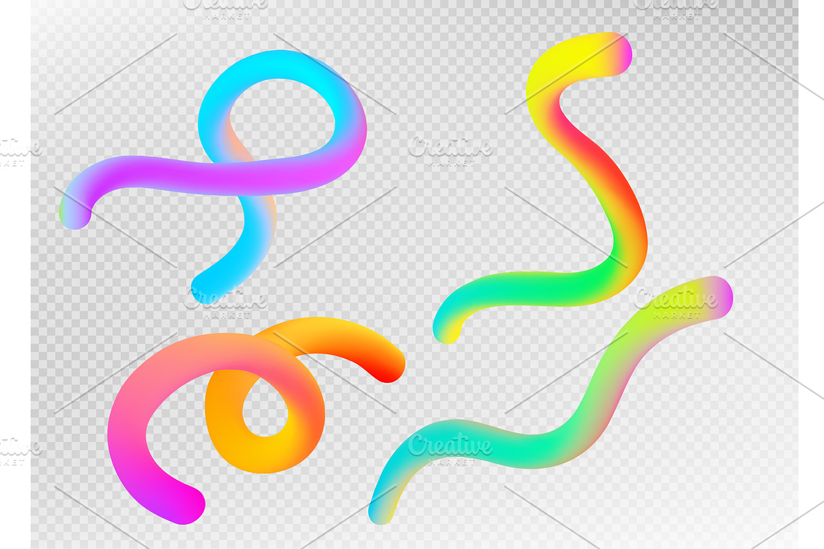 Rainbow gradient ribbon shapes, an Illustration by art PVP - market