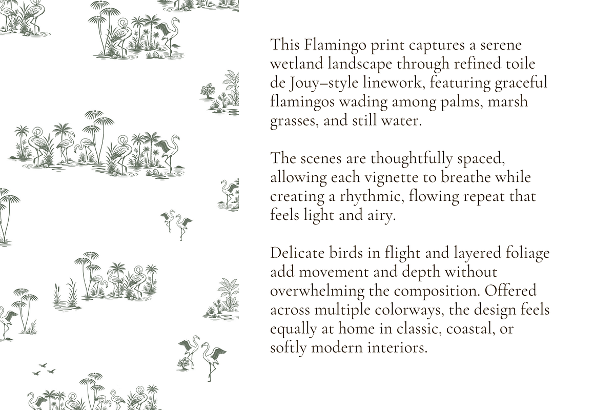 Flamingo Toile Illustrated Pattern, a Background Graphic by Hughes Studio (Photo 3 of 8)