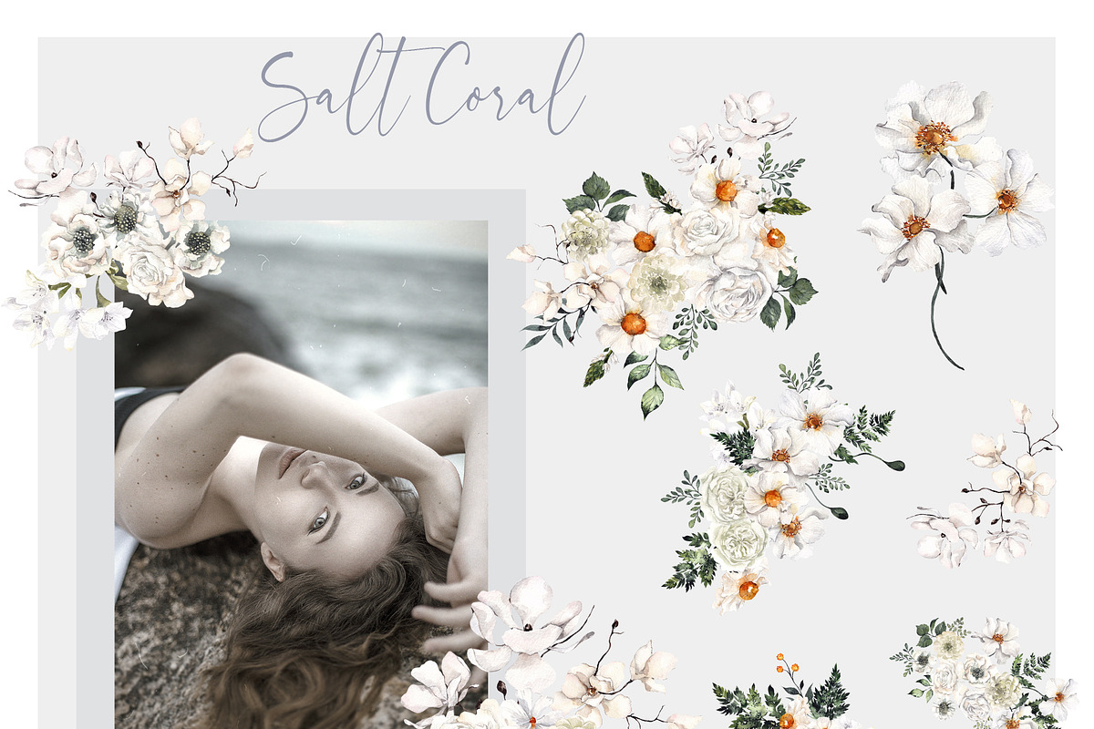 Salt Coral. Sea shell and flowers., an Object Illustration by ma_i_vi (Photo 7 of 12)